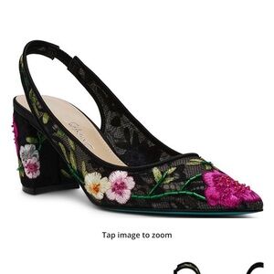 Betsey Johnson Black Heels with Pink Floral Design - Worn once